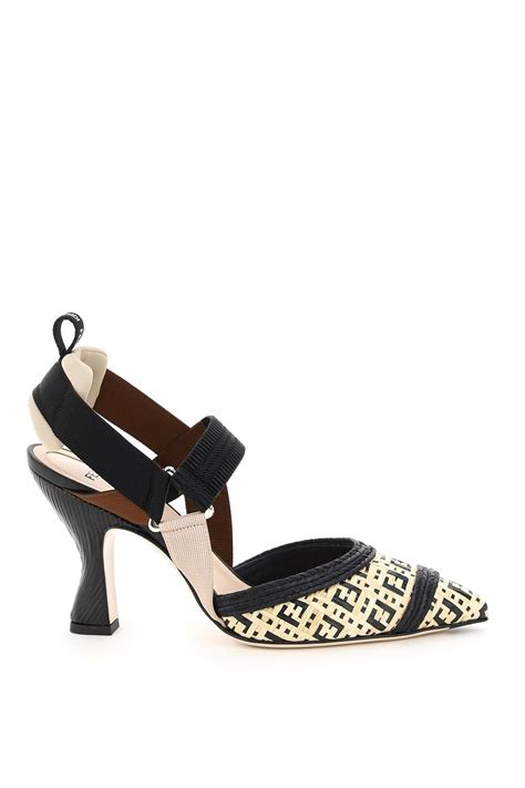 fendi slingbacks black loafer|Fendi colibri slingback.